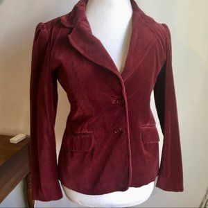 Velvet blazer jacket in maroon